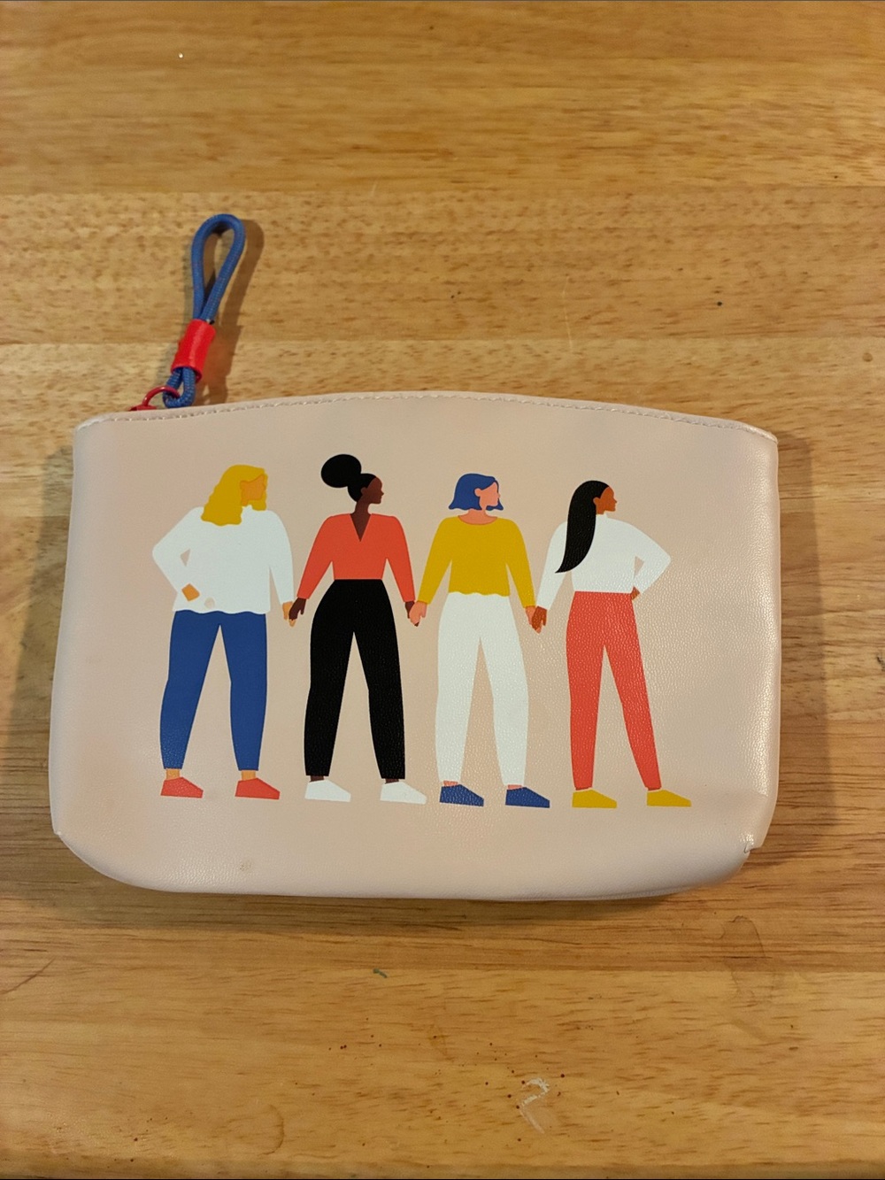ipsy Cream Cosmetic Pouch with Multicolor Women Illustration-NWOT’s